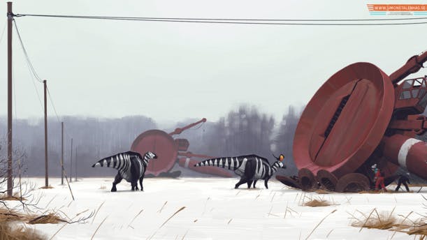 Robots, dinosaures et friches : un artiste suédois revisite les années 1980