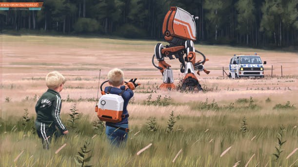 Robots, dinosaures et friches : un artiste suédois revisite les années 1980