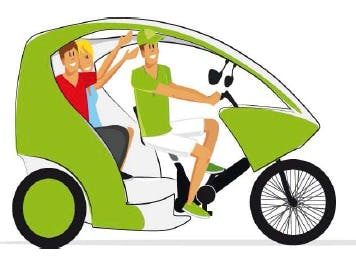 Grâce au microcrédit, Lionel retrouve l'emploi au guidon d'un cyclotaxi