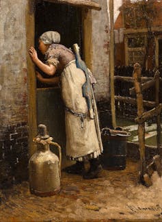 Peinture représentant une jeune laitière