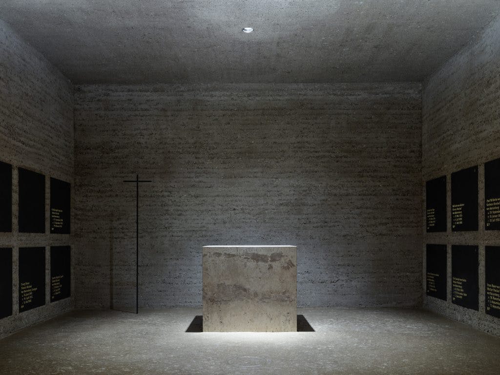 La tombe de lʼévêque Sülchenkirche, imaginée par Martin Rauch, est située à Rottenburg am Neckar, Baden-Württemberg,. Crédit : Benedikt Redmann.