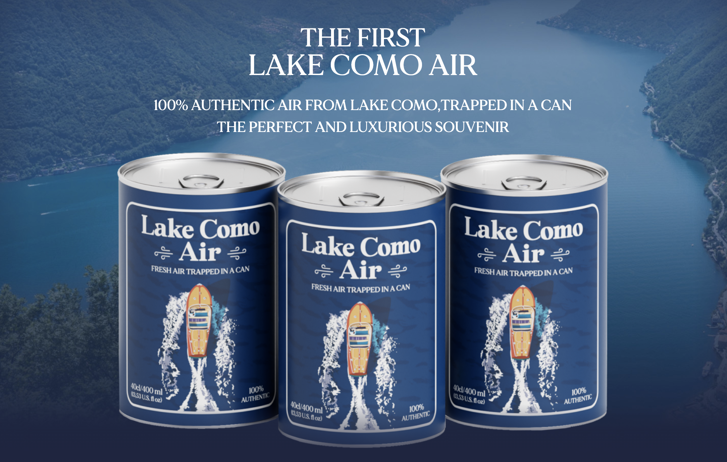 Des canettes marquées Lake Como Air