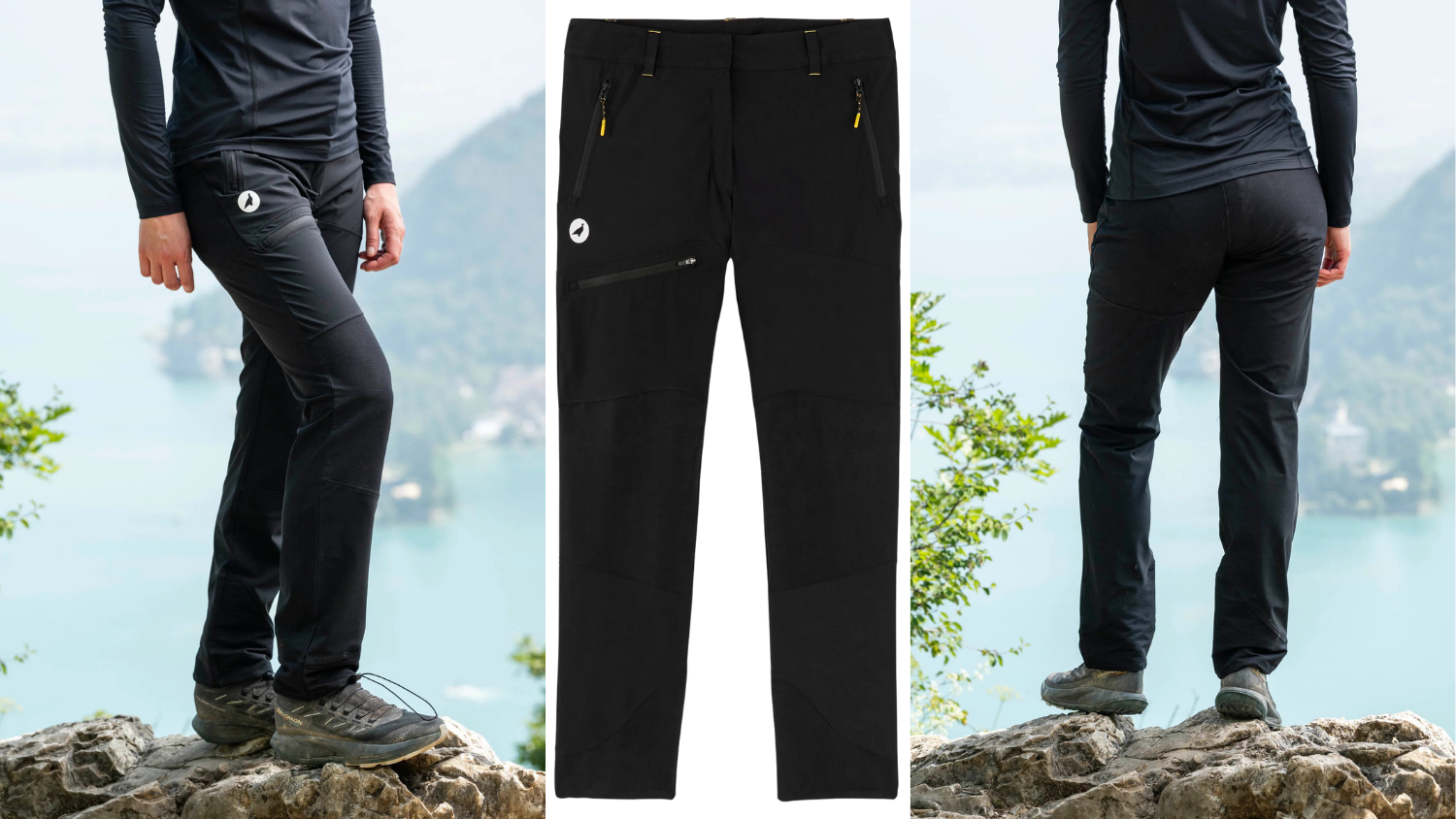 Pantalon de randonnée noir Lagoped pour femme, coupe ajustée, idéal pour activités de plein air.