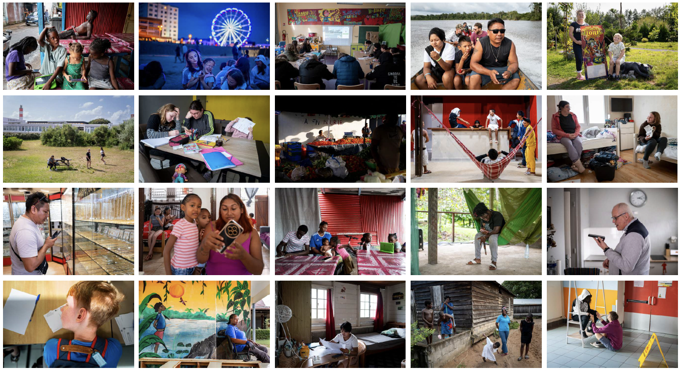 Montage de photos montrant diverses activités éducatives, artistiques et récréatives en groupe.