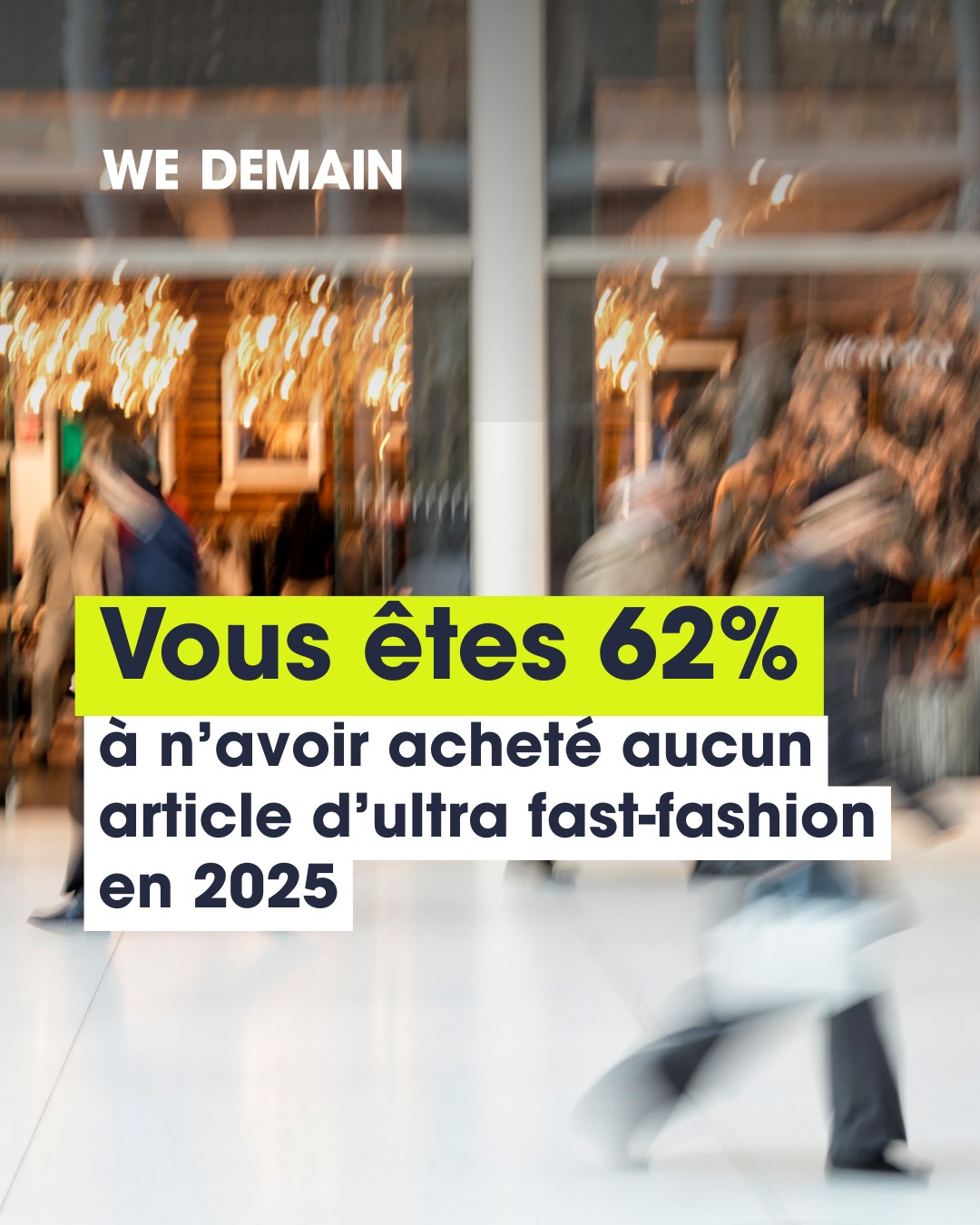 62 % des consommateurs français n’ont acheté aucun article d’ultra-fast fashion en 2025. 🛍️

Ce chiffre de l’Observatoire économique de l’Institut Français de la Mode nous rappelle une chose essentielle : malgré son omniprésence, l’ultra-fast fashion n’est pas une fatalité. Une majorité de consommateurs français n’en a pas acheté en 2025.
Le boycott est aussi un choix de consommation. Ne pas acheter chez Shein, Temu et les autres acteurs de l’ultra-fast fashion, c’est choisir de ne pas soutenir ce modèle. Acheter moins, réutiliser, réparer, privilégier la seconde main : autant de façons d’agir à notre échelle. 

La bonne nouvelle, c’est qu’on SAIT agir ! L’ultra-fast fashion n’est pas inévitable. La dynamique est déjà là. À nous de l’amplifier. 

 #fastfashion #consommation #boycott