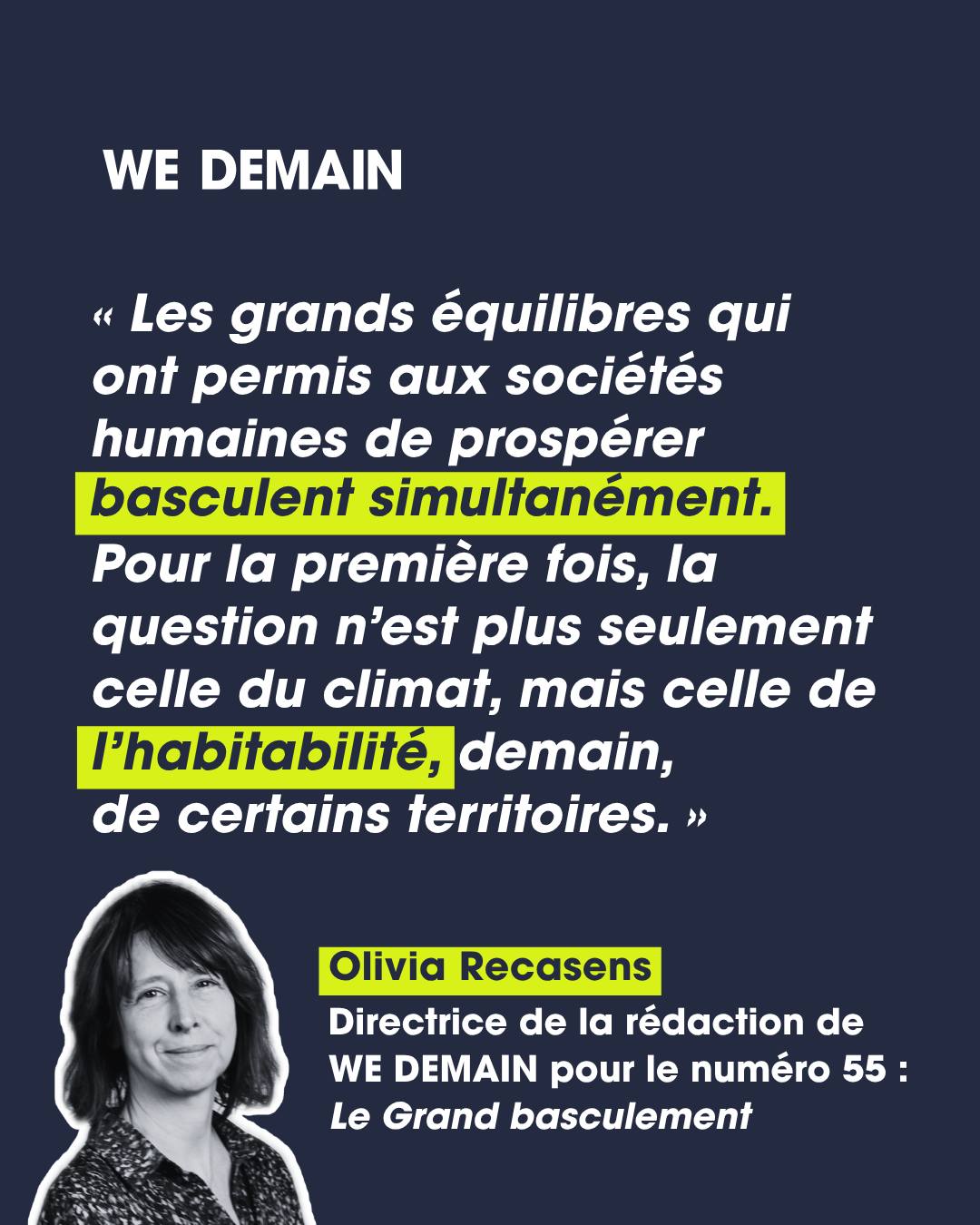 Et si, face à l'effondrement, la vraie révolution était de changer de regard ? 🌍

« Partout dans le monde, des femmes et des hommes s'activent à réparer, restaurer, régénérer. Leurs réponses sont certes modestes face à l'ampleur du défi, mais elles ont le mérite de changer notre regard sur le reste du vivant : pour le considérer non plus seulement comme un paysage ou une ressource, mais comme une condition de notre survie. »

C'est tout l'enjeu du dossier central de notre dernier numéro : raconter cette tension entre un monde qui bascule et un monde qui tente, malgré tout, d'éviter le clap final.

📖 Il est disponible dans vos points de vente habituels et sur abonnement 👇 (lien en bio)

 #Vivant  #Biodiversité #Environnement