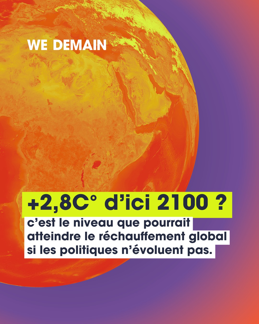 🔥 Nouveau record de chaleur pour notre planète
 
Les prévisions du Programme des Nations unies pour l’environnement (PNUE) du 21 octobre 2026 montrent que, si les politiques actuelles persistent, la planète pourrait atteindre +2,8 °C d’ici 2100, aggravant canicules, sécheresses et incendies. Même en respectant les engagements, le réchauffement resterait autour de +2,6 °C, soulignant l’urgence d’accélérer la transition énergétique. Réduire les énergies fossiles et renforcer les politiques climatiques sont essentiels pour limiter ces impacts. Chaque réduction d’émission compte pour protéger notre avenir.
 
Abonne‑toi pour plus d’info et d’actions concrètes contre le réchauffement !
 
 #réchauffement #climat #recordchaleur